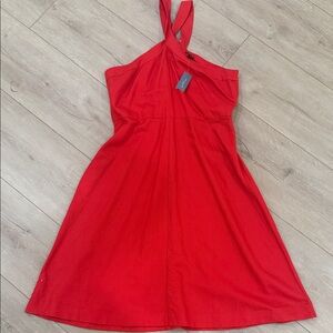 Ann Taylor Factory Vibrant Red Midi Dress